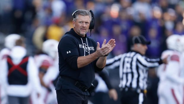 Nov 2, 2019; Seattle, WA, USA; Utah Utes head coach Kyle Whittingham claps during the second quarter against the Washington Huskies at Husky Stadium